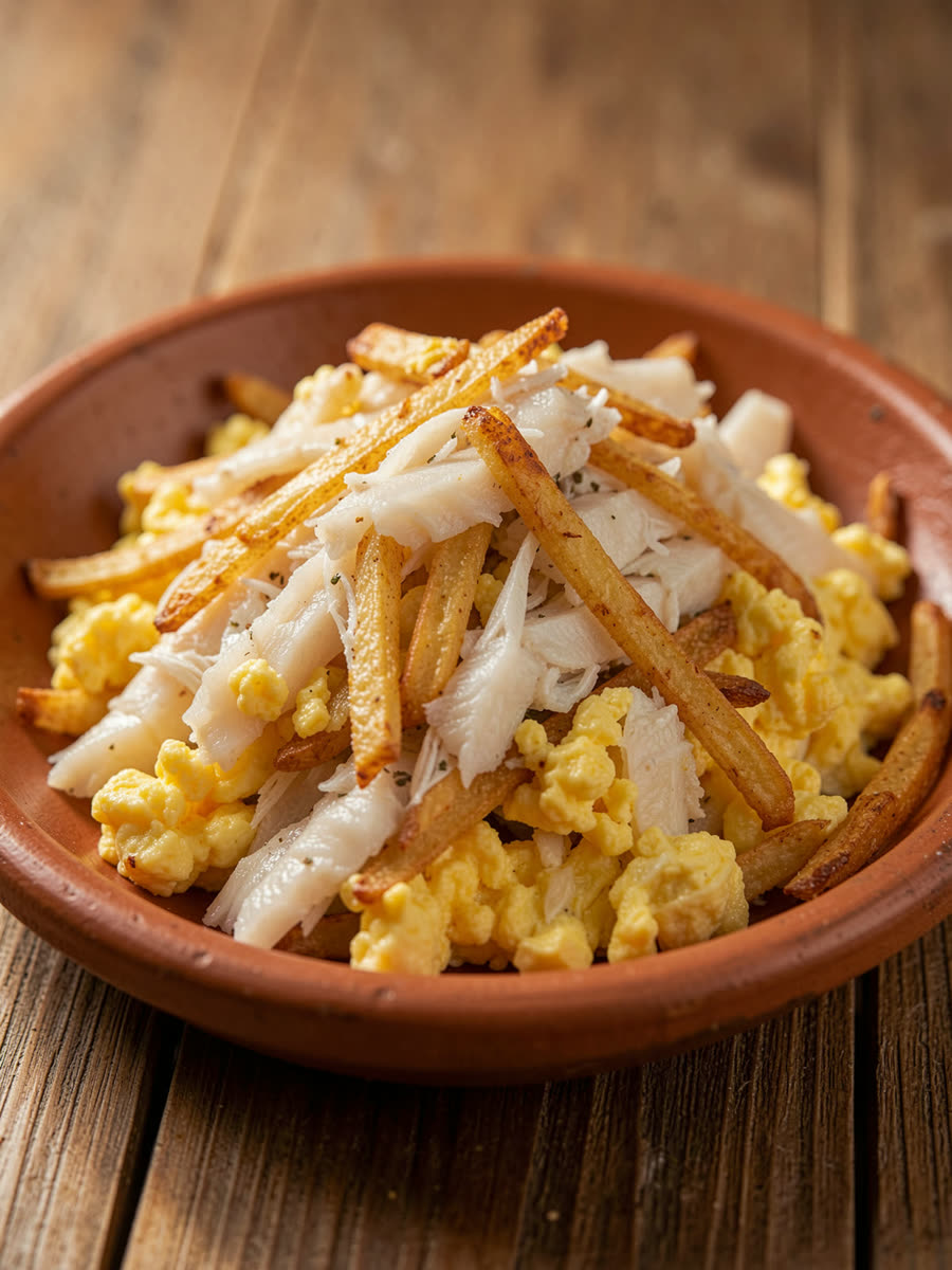 Bacalhau à Brás dourado